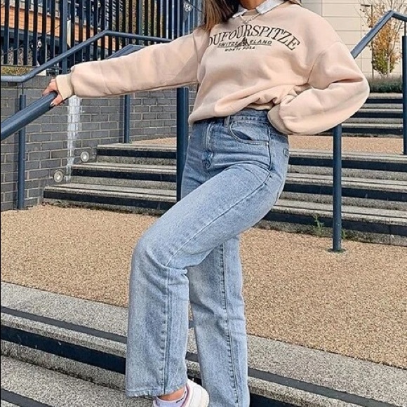 drop shoulder slogan embroidery sweatshirt shein